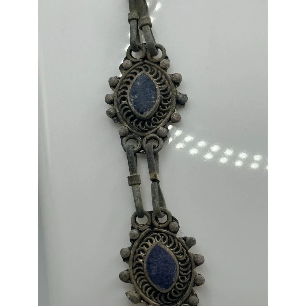 Vintage Afghan Lapis Lazuli Statement Necklace Tribal Ethnic Boho